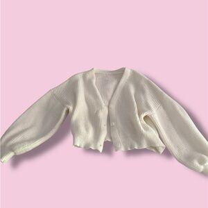 Elegant White Cardigan Sweater